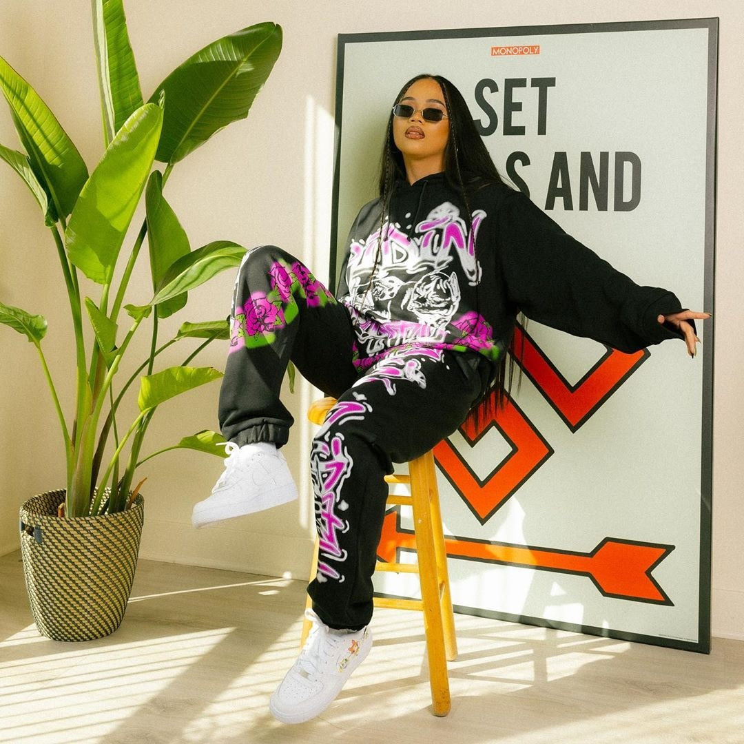 Graffiti Dice Hip Hop Two-piece Sweatshirt & Sweatpant