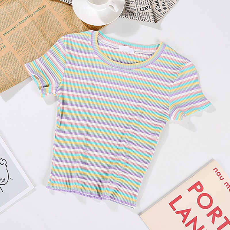 Rainbow Striped Harajuku Tshirt