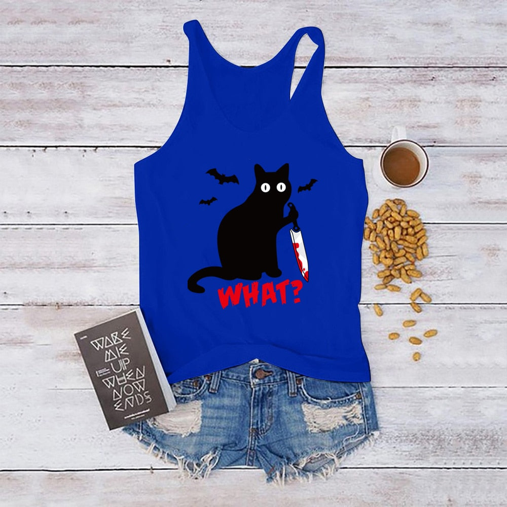 Gothic Cat Knife Bats What  Tank Top