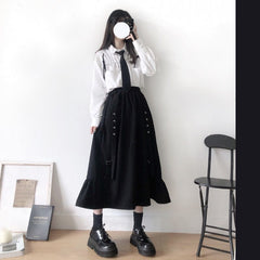 Korean Style Dark Gothic Ruffle Skirt