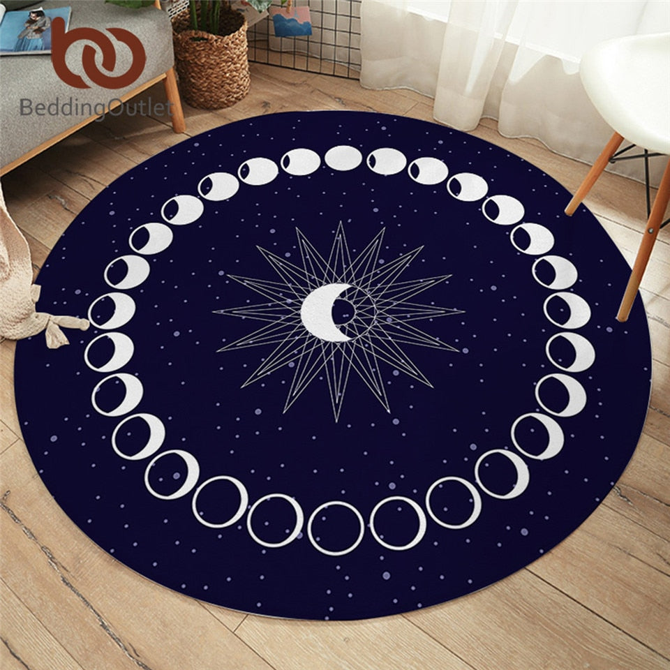 Moon Phase Galaxy Round Carpet