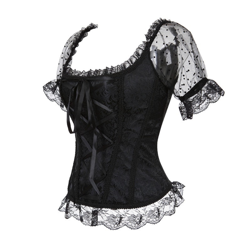 Satin Gothic Lace Up Overbust Corsets