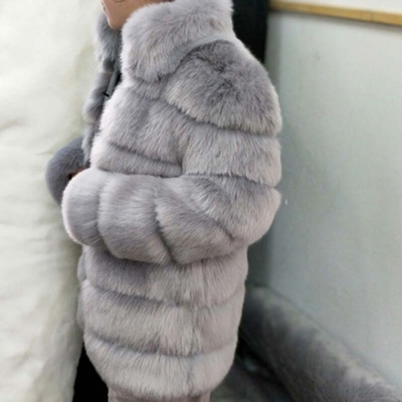 Solid Shaggy Fluffy Faux Fur Warm Jacket