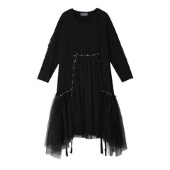 Solid Black Gothic Long Sleeve Dress