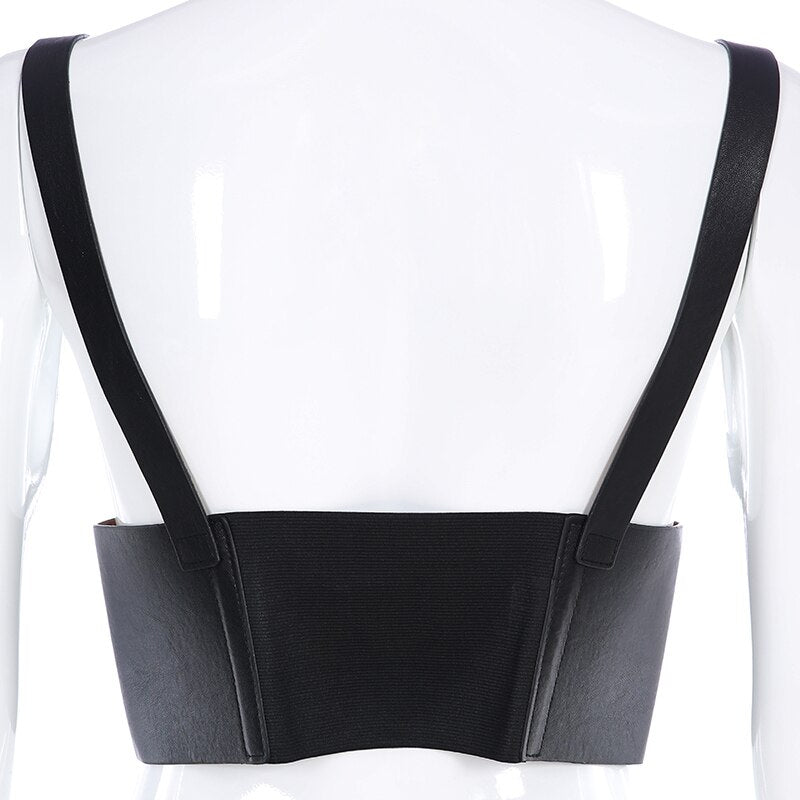 Gothic PU Leather Crop Top