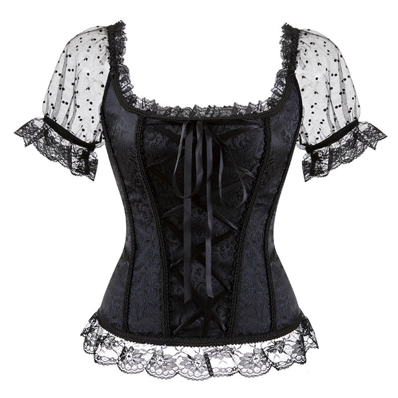 Satin Gothic Lace Up Overbust Corsets