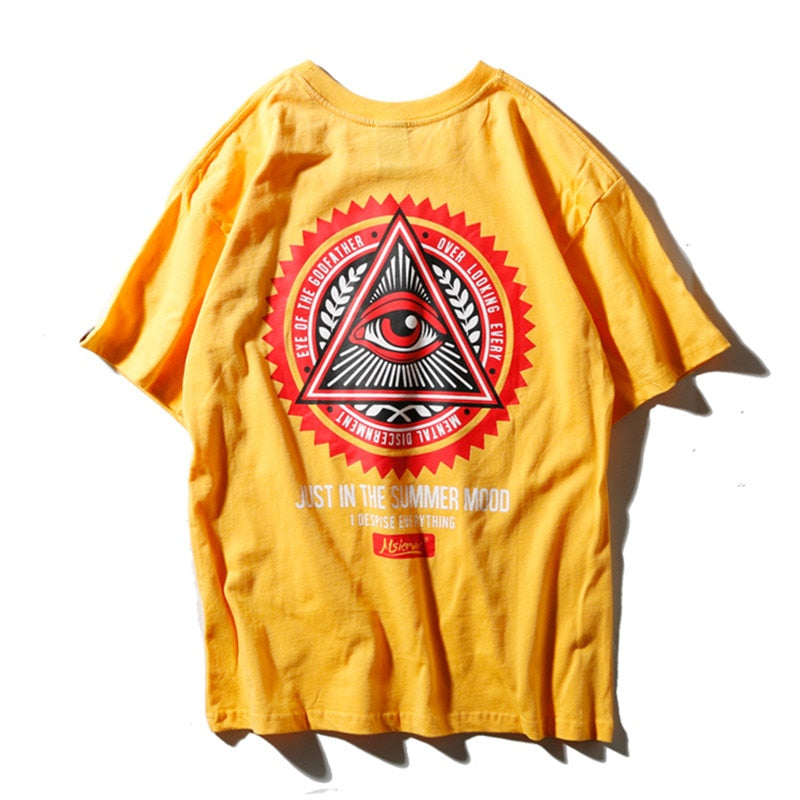 Illuminati Eye of Godfather Print T-Shirts