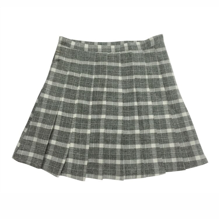Square Pattern Preppy Style Mini Skirts