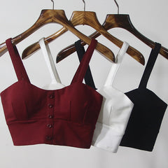 Sexy Sleeveless Slim Low Chest Crop Top