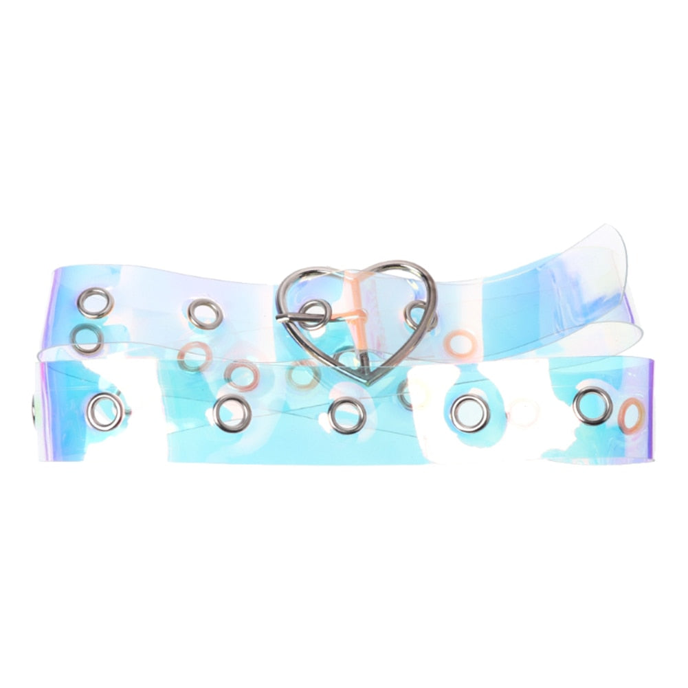 Holographic Clear Metal Pin Buckle Belts