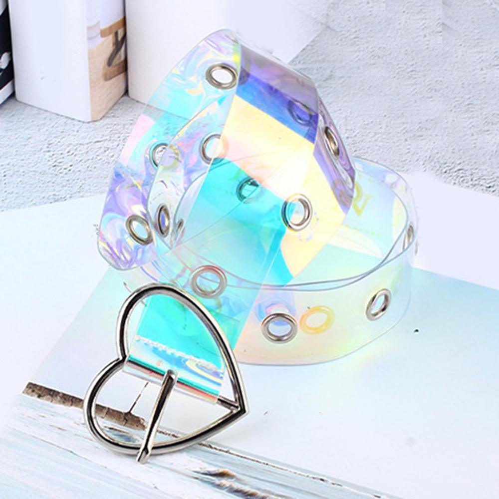 Holographic Clear Metal Pin Buckle Belts