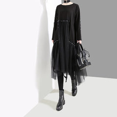 Solid Black Gothic Long Sleeve Dress