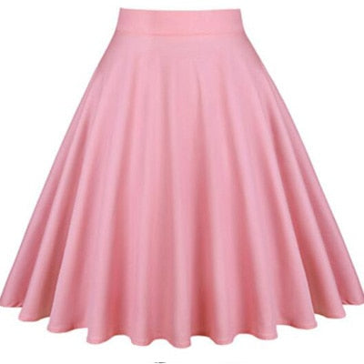 High Waist Pleated Color Skirt