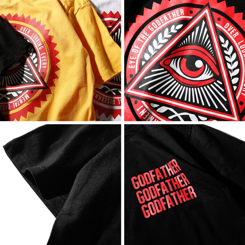 Illuminati Eye of Godfather Print T-Shirts