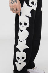 Skull Embroidery Straight Pants