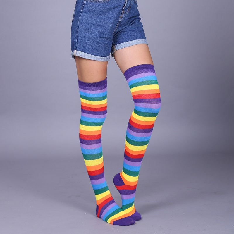 Long Highs Rainbow Funny Socks