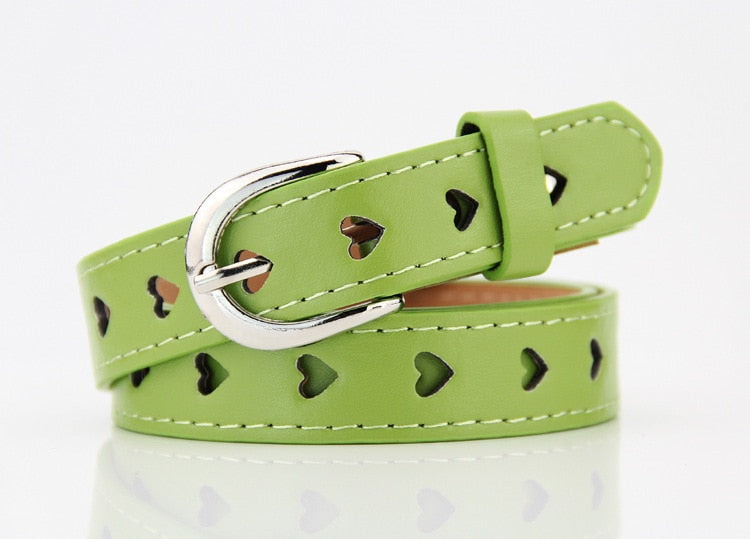 Heart-shaped Eyelet PU Leather Belt