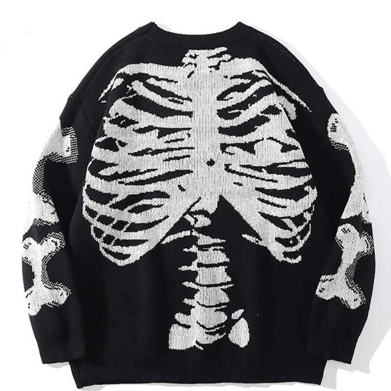 Skeleton Bone Print Knitted Sweater