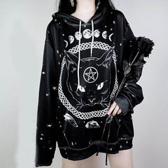 Gothic Black Cat Astral Hoodies