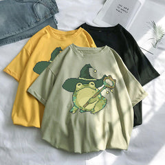 Pixel Wizard Frog Printed T-shirt