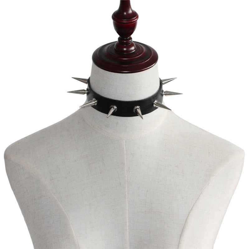 Punk Gothic Leather Spike Collar