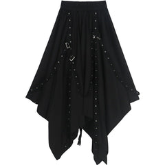 Black Asymmetric Gothic Long Skirt