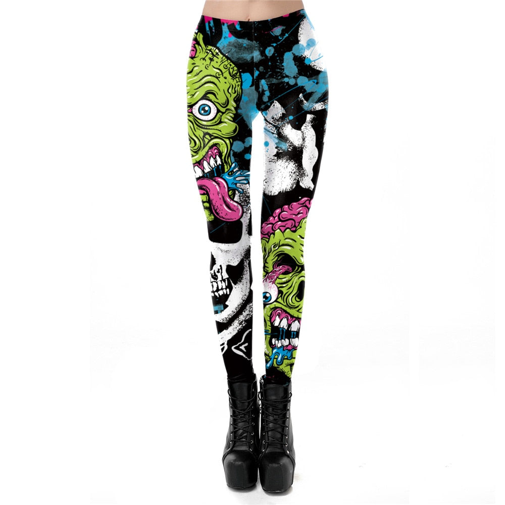 Gothic Skull Printed Leggings