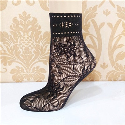 Elegant Lace Ruffle Fishnet Mesh Short Socks