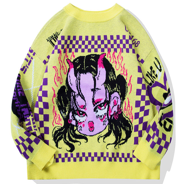 Oversized Japanese Anime Graphic Sweater