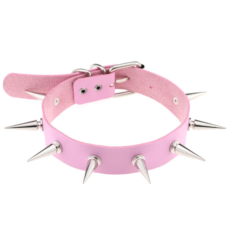 Punk Gothic Leather Spike Collar