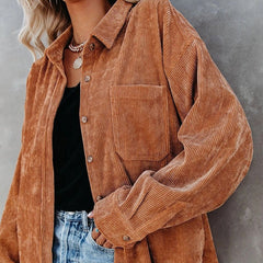 Corduroy Baggy Buttoned Long Sleeve Shirts