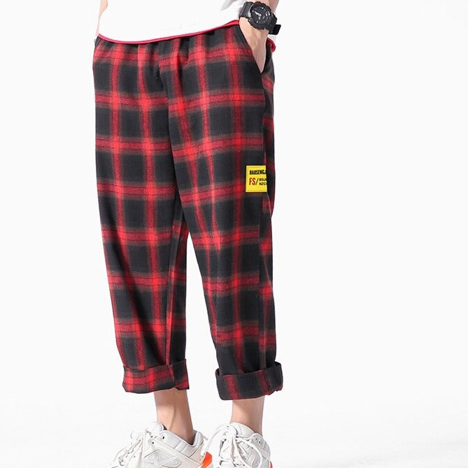 Plaid Pattern Trouser Joggers Pants