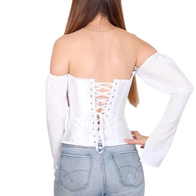 Vintage Shoulder Puff Long Sleeve Corset