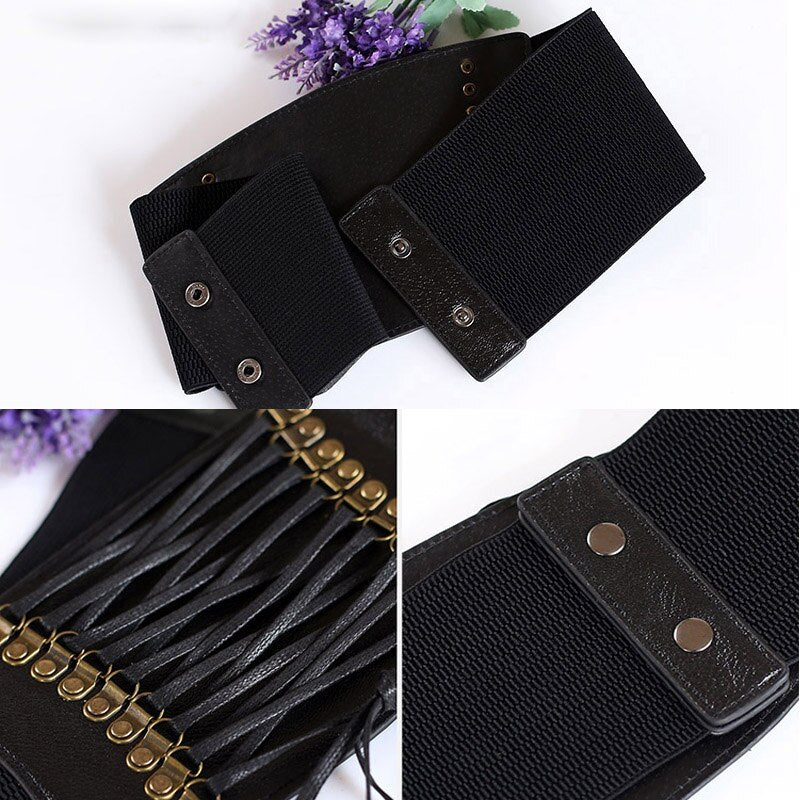 Solid Color PU Leather High Waist Belt Wide