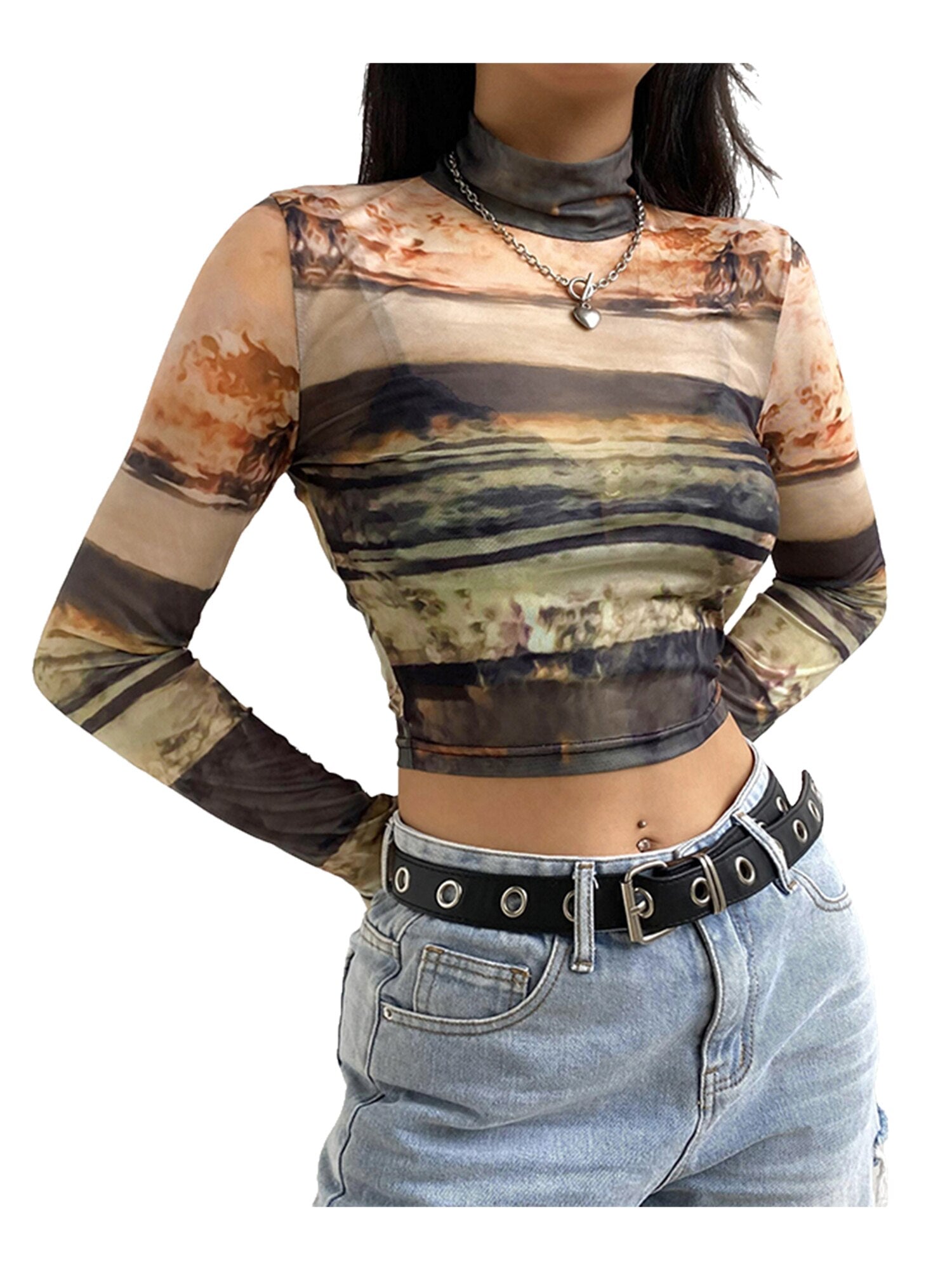 Sheer Mesh Crop Tops