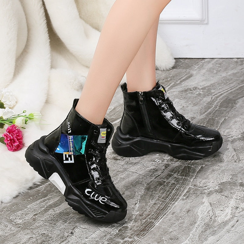 Waterproof Platform Zip High top Plush Warm Ankle  Boots