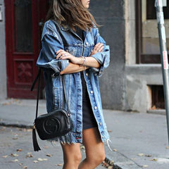 Hole Ripped Loose Denim Coat