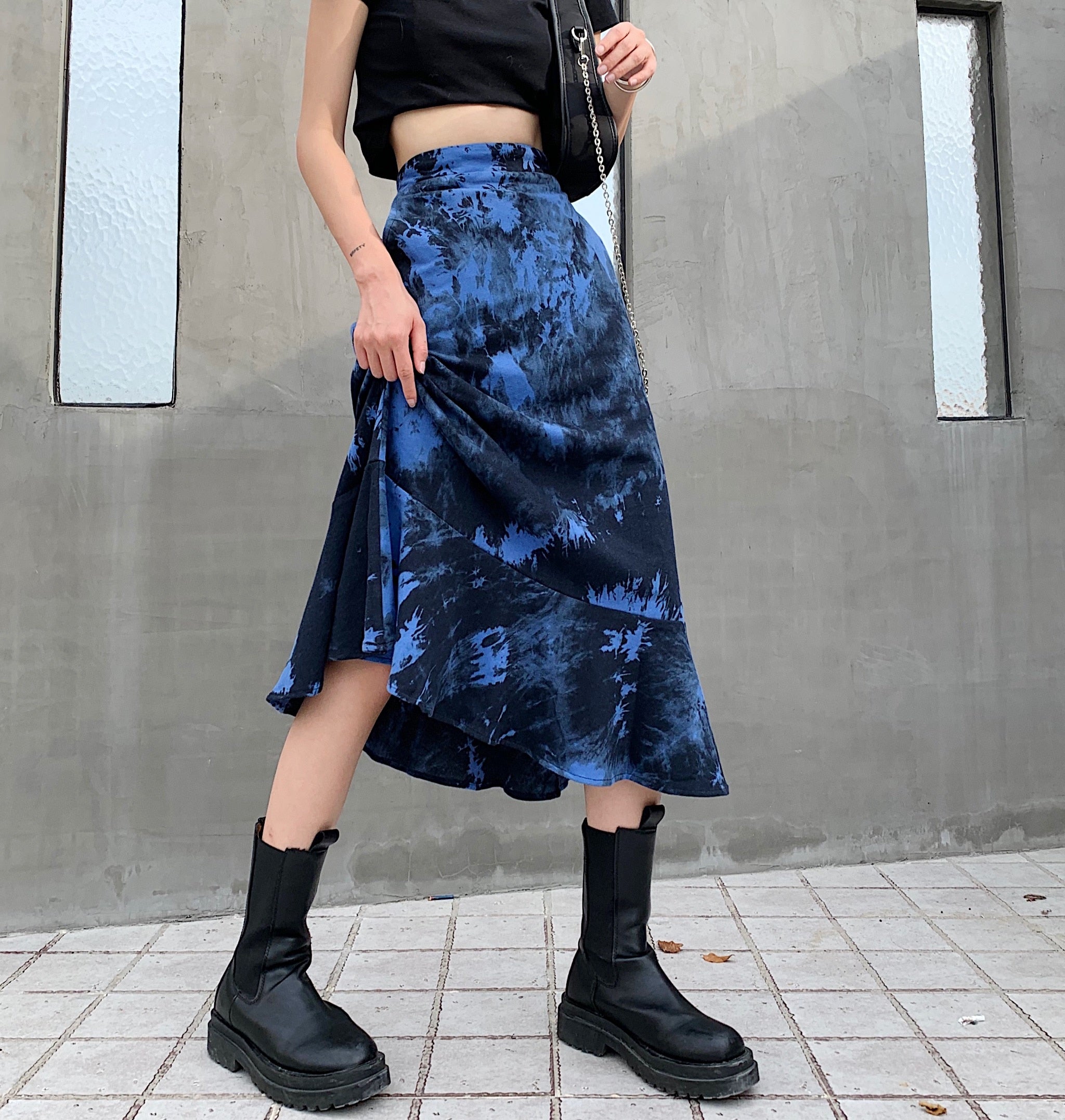 Gothic Loose Tie Dye Skirt