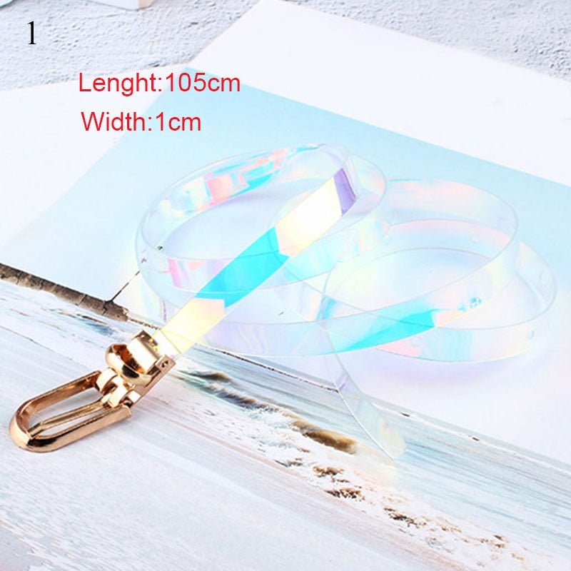 Holographic Clear Metal Pin Buckle Belts