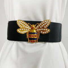 Queen Bee Wide Cummerbunds Corset PU Leather Belt Elastic