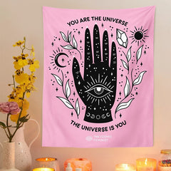 Pink Bohemian Magic Hand  Tapestry