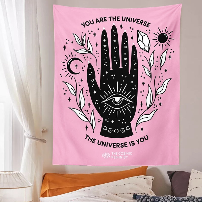 Pink Bohemian Magic Hand  Tapestry