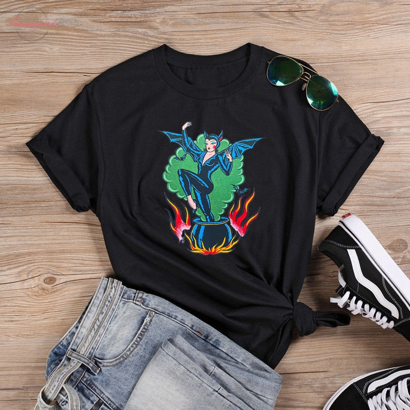 Gothic Bat Wings Witch T-Shirt