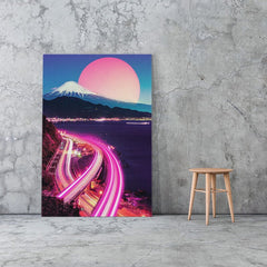Neon City Synthwave Vaporwave Poster Canvas