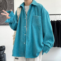 Corduroy  Solid Color Long Sleeve  Shirt