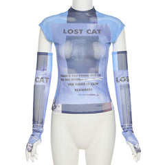 Lost Cat Mesh T-shirt With Sleeves