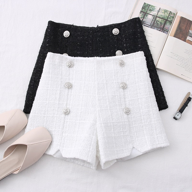 High Waist Tweed Shorts