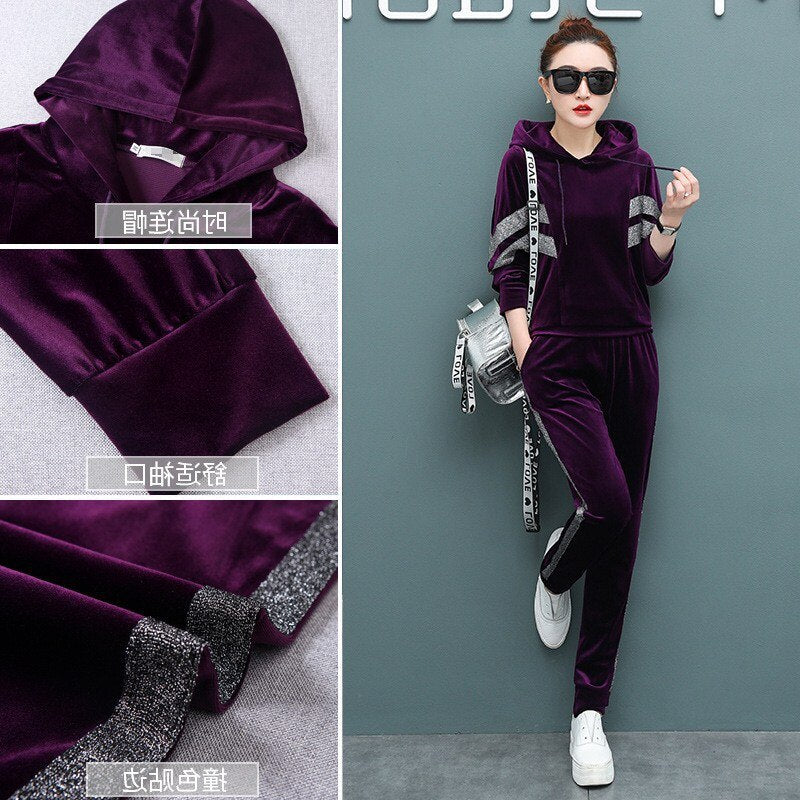 Sports Velvet Set Hoodie + Pants