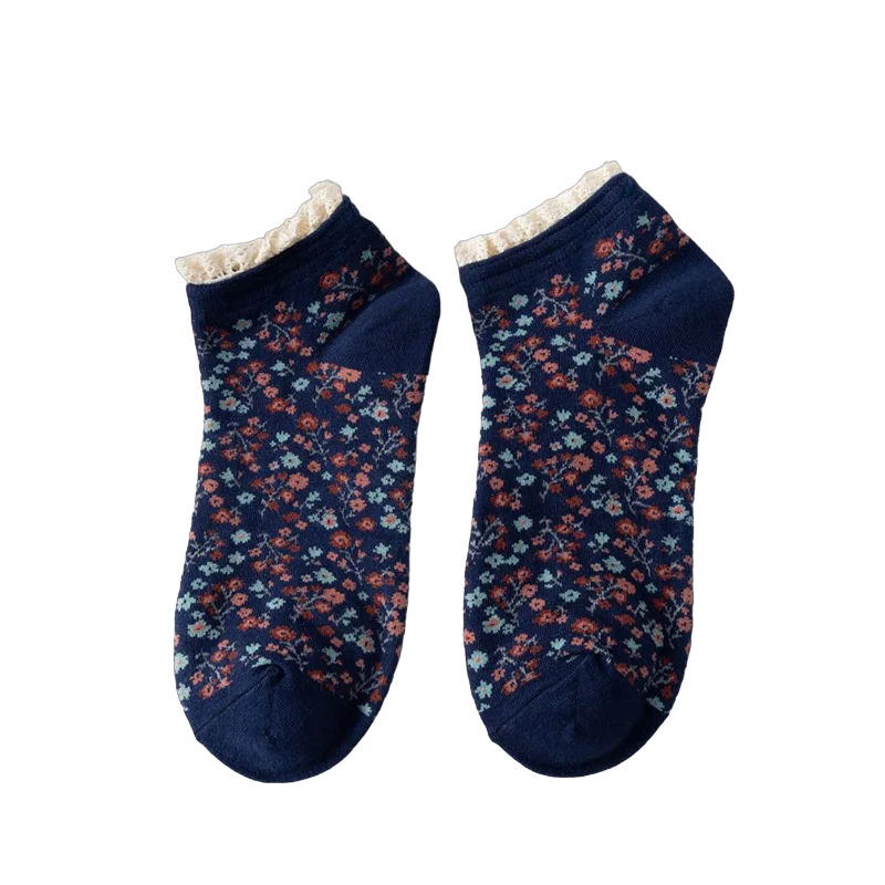 Vintage Lace Floral Cotton Socks