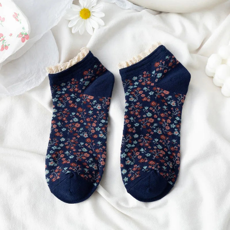 Vintage Lace Floral Cotton Socks